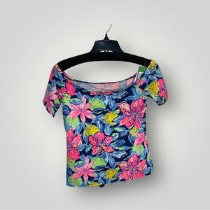 NWT Lilly Pulitzer “Kiera Top” Off the shoulder top Capri Soleil